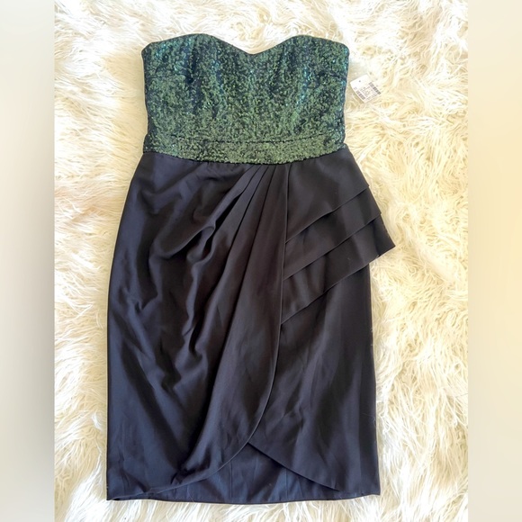 NWT Strapless sequin Badgley Mischka Dress. Emerald green size 10 - Picture 1 of 6